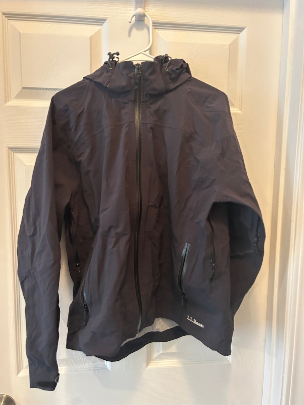 L.L. Bean Black Hooded Shell Rain Jacket